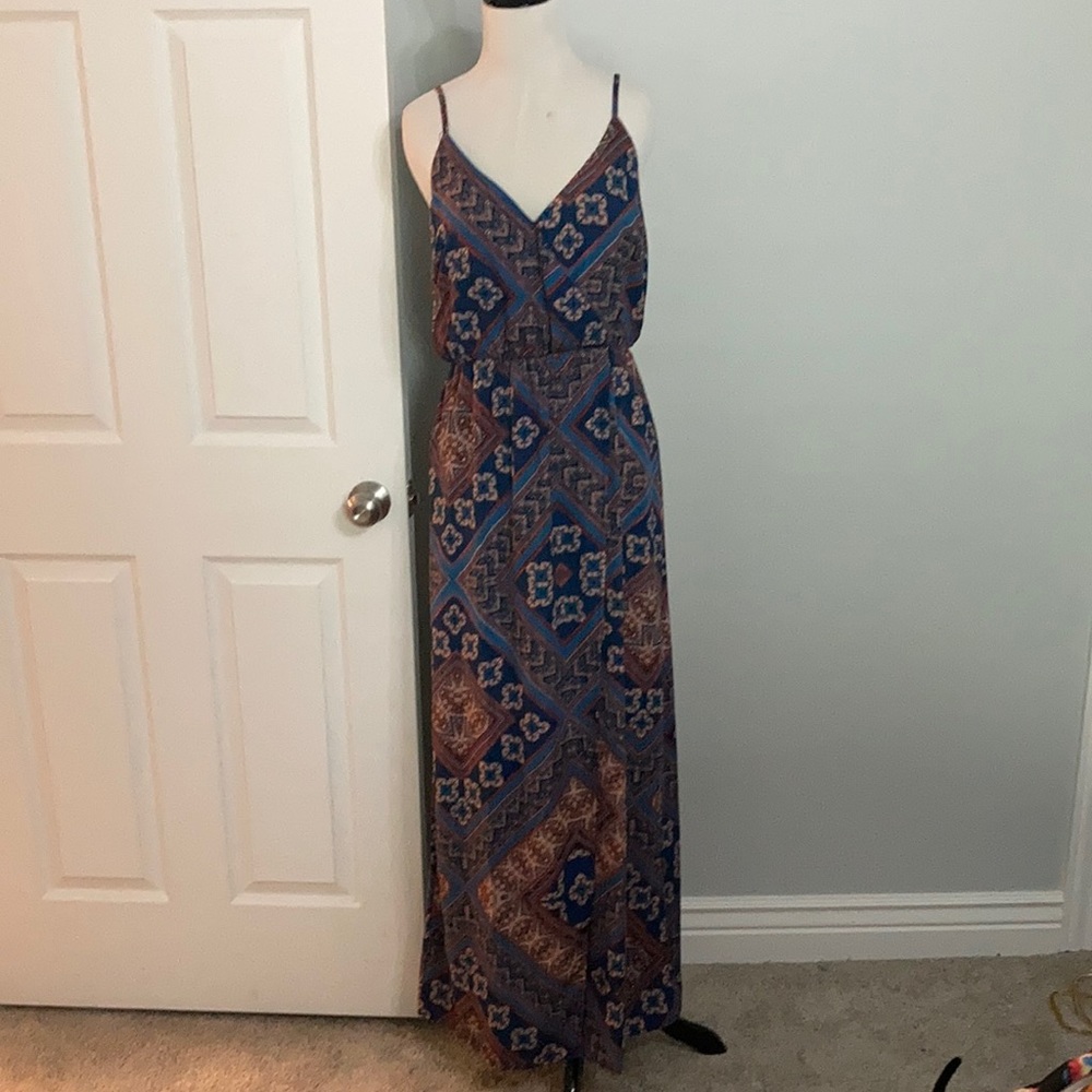 Medium Faux Wrap Spaghetti Strap Geometric Print Dress